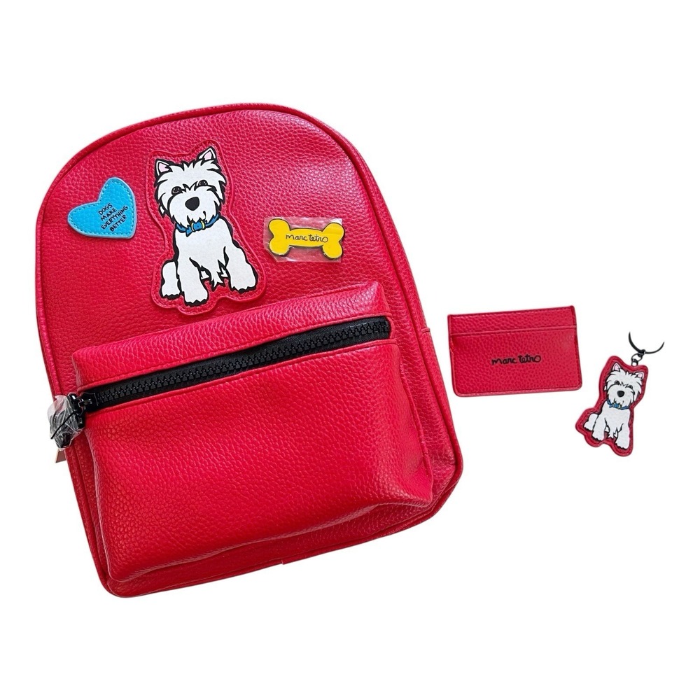New MARC TETRO Red Westie Backpack Gift Set Keychain Card Holder